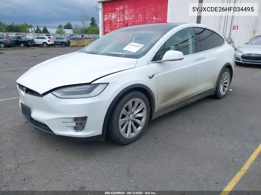 2017 Tesla Model X 100D/75D/90D VIN: 5YJXCDE26HF034495 Lot: 42249924