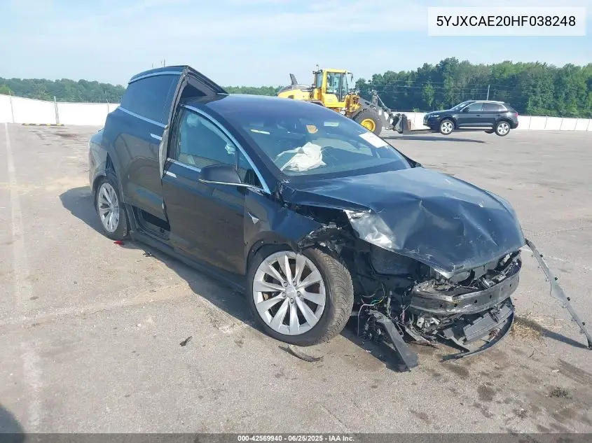 2017 Tesla Model X 100D/75D/90D VIN: 5YJXCAE20HF038248 Lot: 42569940