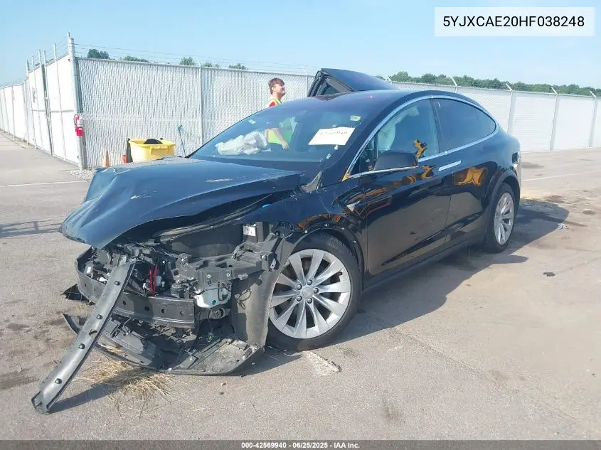 2017 Tesla Model X 100D/75D/90D VIN: 5YJXCAE20HF038248 Lot: 42569940