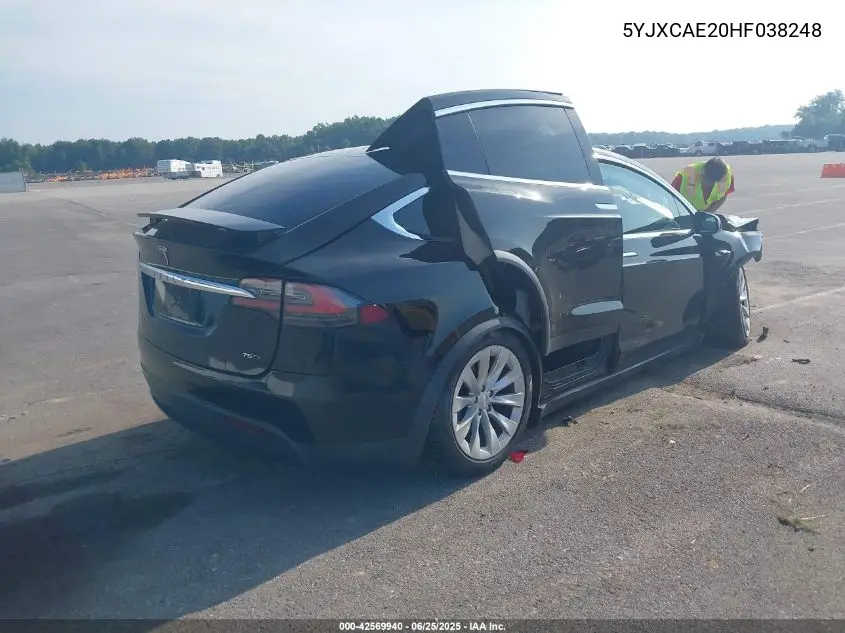 2017 Tesla Model X 100D/75D/90D VIN: 5YJXCAE20HF038248 Lot: 42569940