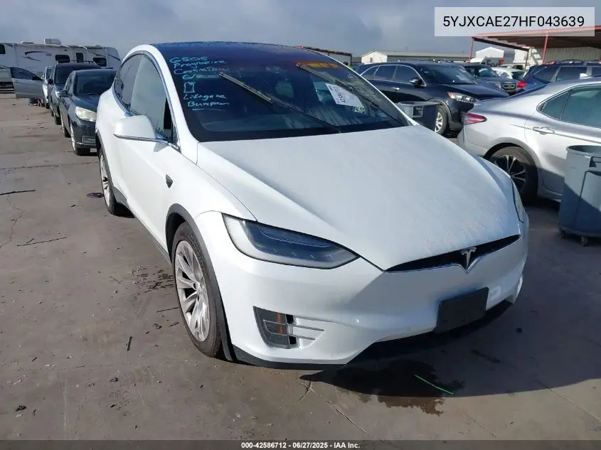 2017 Tesla Model X 100D/75D/90D VIN: 5YJXCAE27HF043639 Lot: 42586712