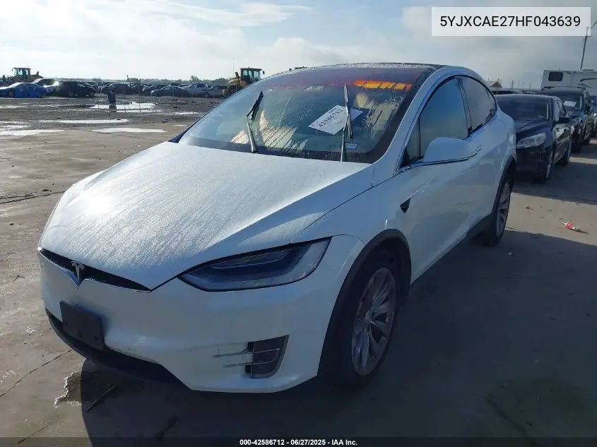 2017 Tesla Model X 100D/75D/90D VIN: 5YJXCAE27HF043639 Lot: 42586712