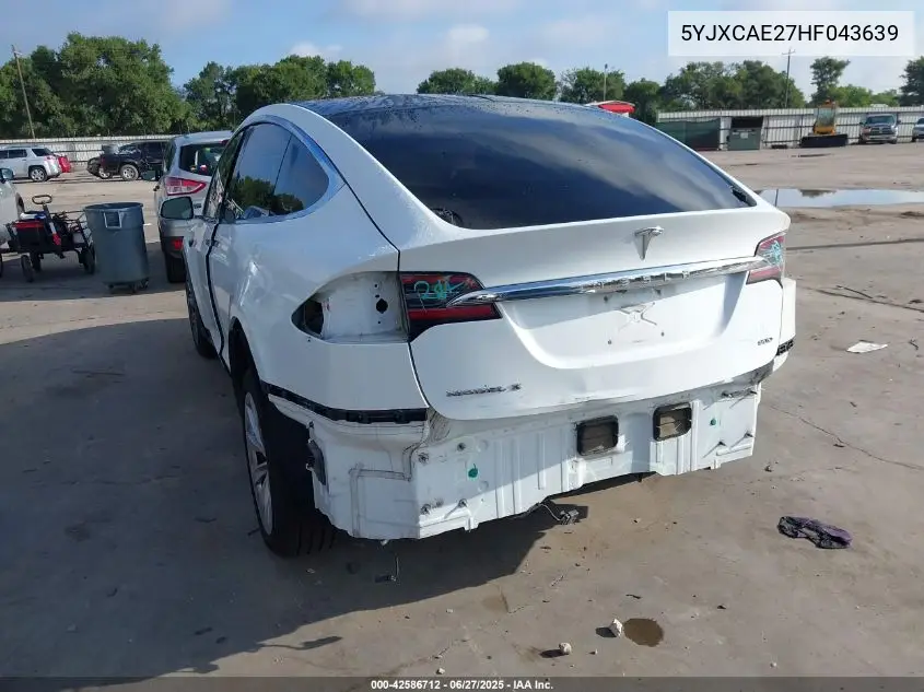 2017 Tesla Model X 100D/75D/90D VIN: 5YJXCAE27HF043639 Lot: 42586712