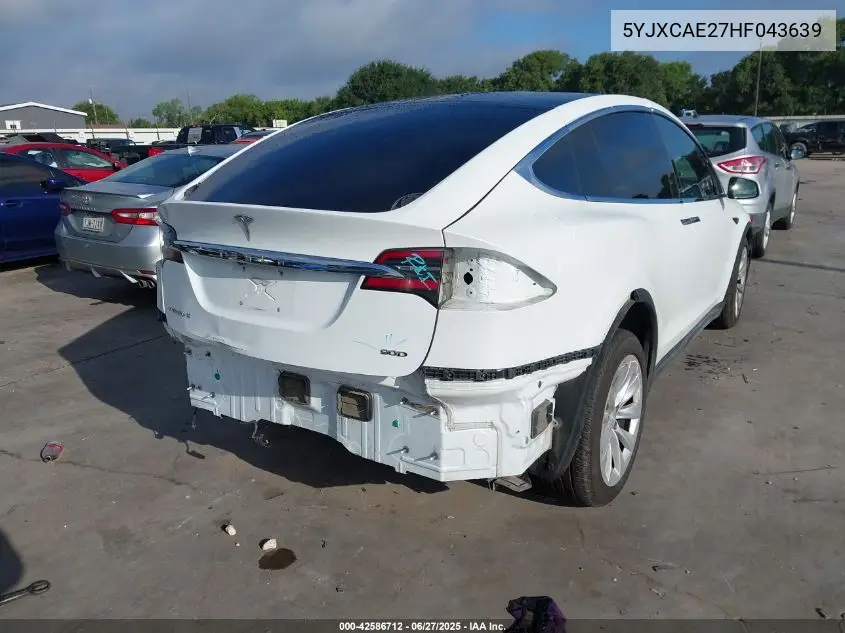 2017 Tesla Model X 100D/75D/90D VIN: 5YJXCAE27HF043639 Lot: 42586712