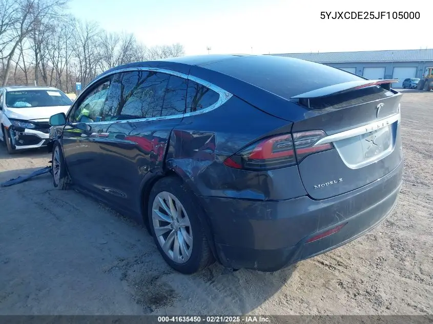 2018 Tesla Model X 100D/75D/P100D VIN: 5YJXCDE25JF105000 Lot: 41635450