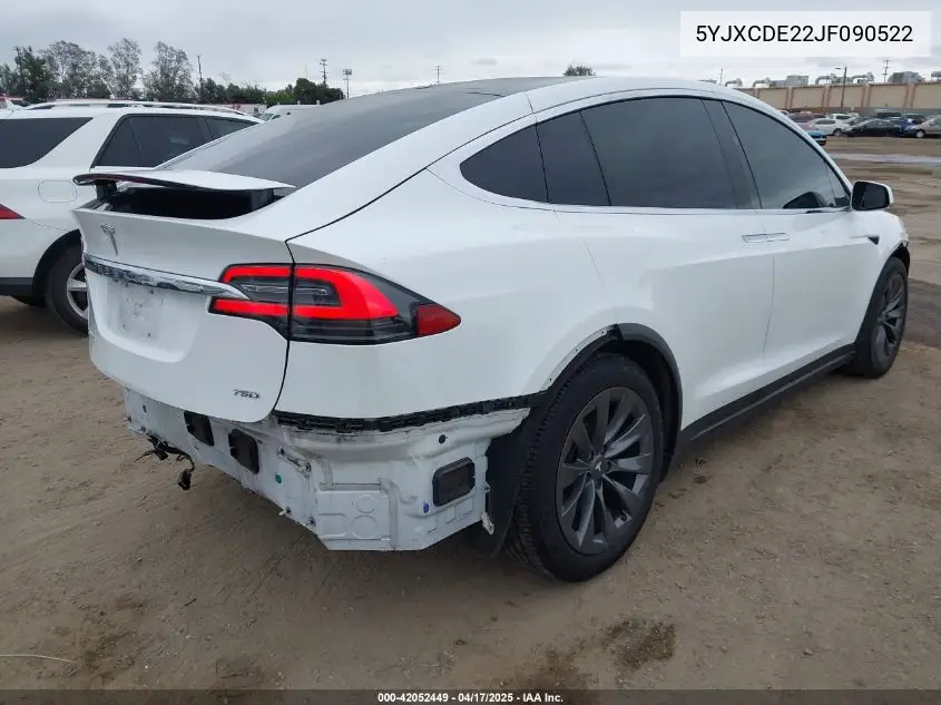 2018 Tesla Model X 100D/75D/P100D VIN: 5YJXCDE22JF090522 Lot: 42052449