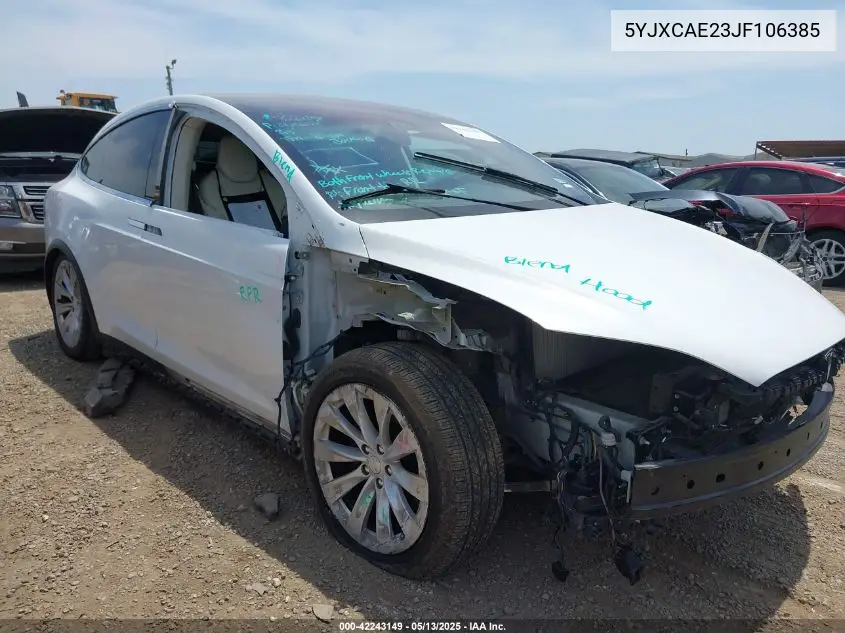 2018 Tesla Model X 100D/75D/P100D VIN: 5YJXCAE23JF106385 Lot: 42243149