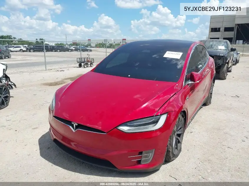 2018 Tesla Model X 100D/75D/P100D VIN: 5YJXCBE29JF123231 Lot: 42565204