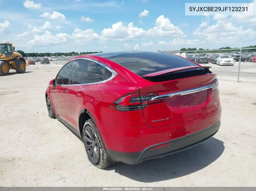 2018 Tesla Model X 100D/75D/P100D VIN: 5YJXCBE29JF123231 Lot: 42565204