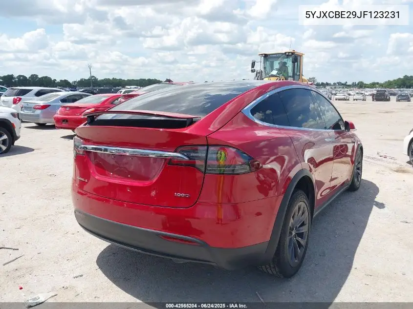 2018 Tesla Model X 100D/75D/P100D VIN: 5YJXCBE29JF123231 Lot: 42565204