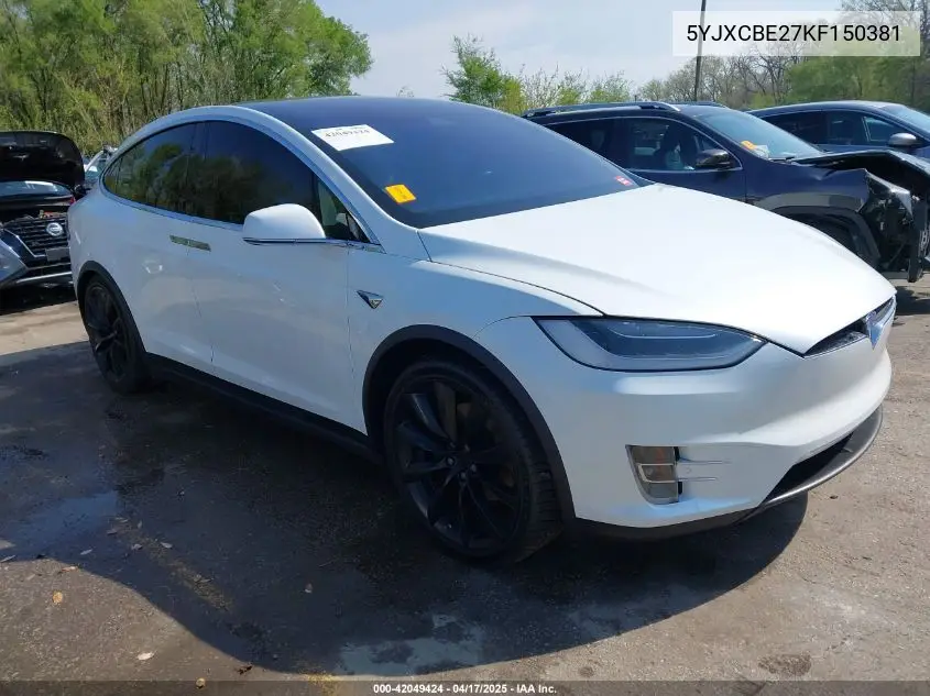 2019 Tesla Model X 100D/75D/Long Range VIN: 5YJXCBE27KF150381 Lot: 42049424