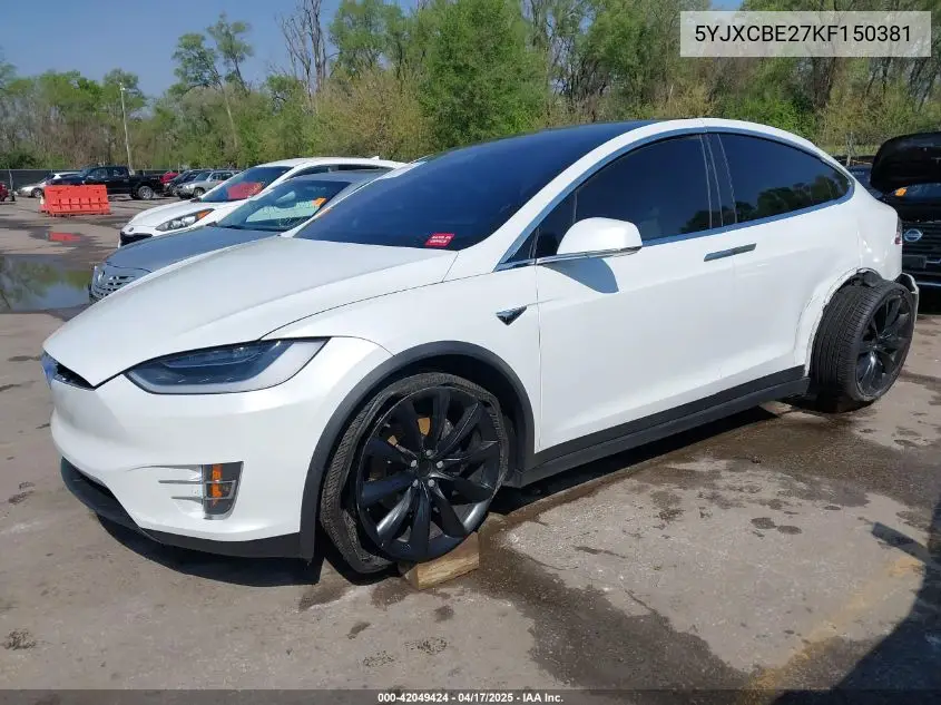 2019 Tesla Model X 100D/75D/Long Range VIN: 5YJXCBE27KF150381 Lot: 42049424