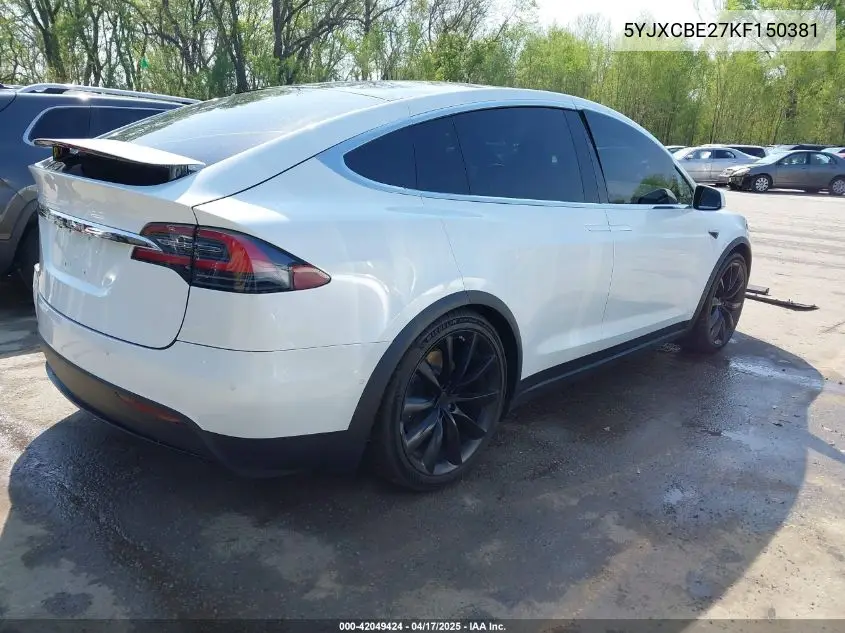 2019 Tesla Model X 100D/75D/Long Range VIN: 5YJXCBE27KF150381 Lot: 42049424