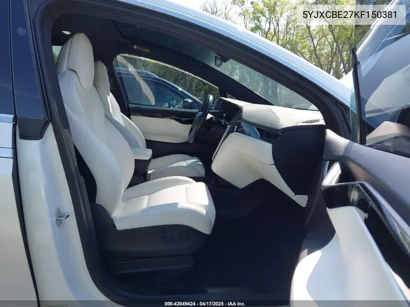2019 Tesla Model X 100D/75D/Long Range VIN: 5YJXCBE27KF150381 Lot: 42049424
