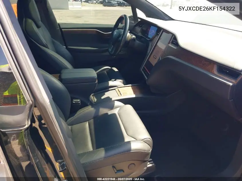 2019 Tesla Model X 100D/75D/Long Range/Standard Range VIN: 5YJXCDE26KF154322 Lot: 42221946
