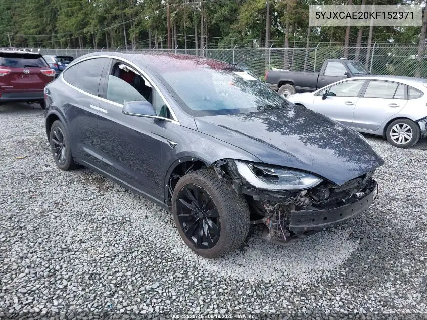 2019 Tesla Model X 100D/75D/Long Range VIN: 5YJXCAE20KF152371 Lot: 42520746
