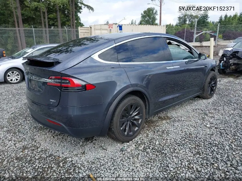 2019 Tesla Model X 100D/75D/Long Range VIN: 5YJXCAE20KF152371 Lot: 42520746