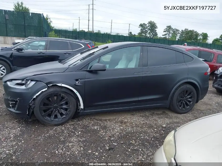 2019 Tesla Model X 100D/75D/Long Range VIN: 5YJXCBE2XKF197727 Lot: 42544696