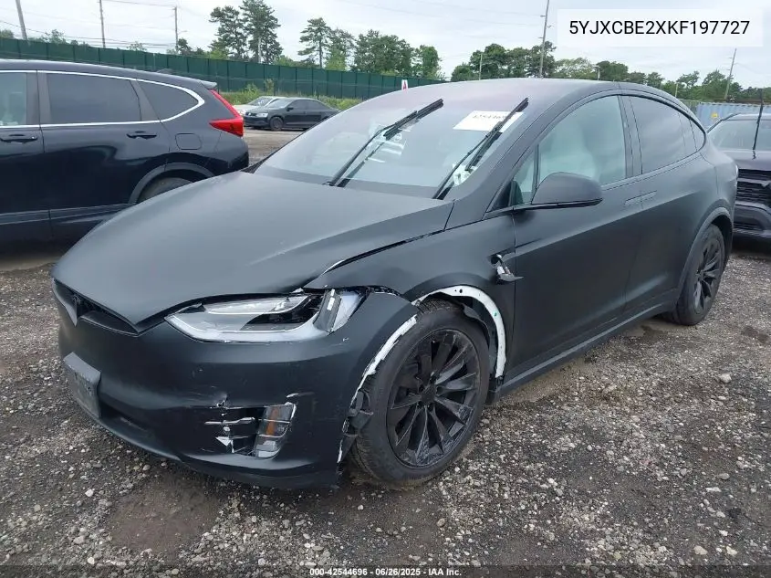 2019 Tesla Model X 100D/75D/Long Range VIN: 5YJXCBE2XKF197727 Lot: 42544696