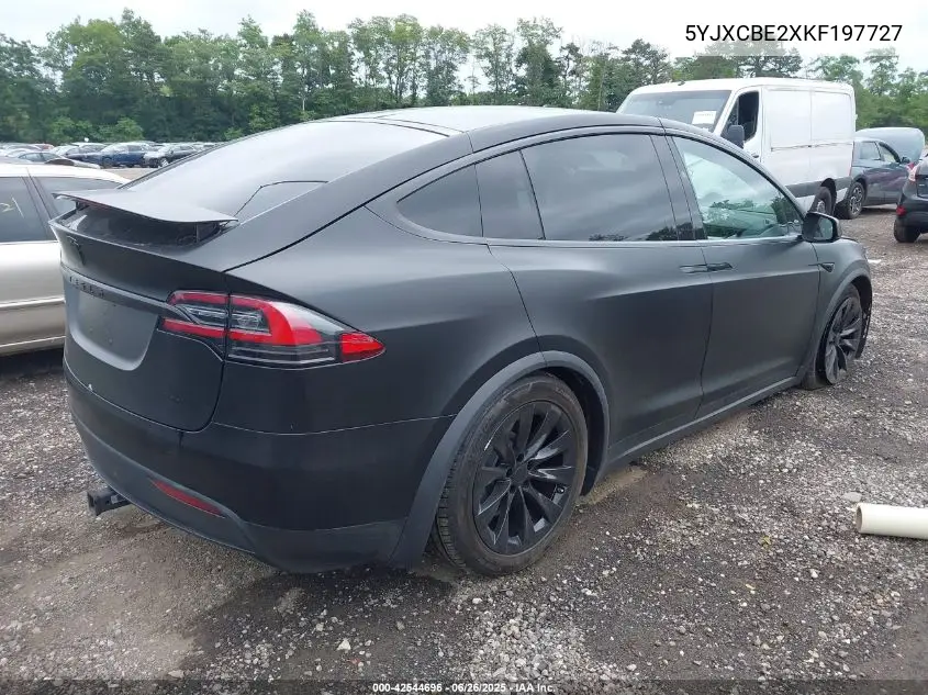 2019 Tesla Model X 100D/75D/Long Range VIN: 5YJXCBE2XKF197727 Lot: 42544696