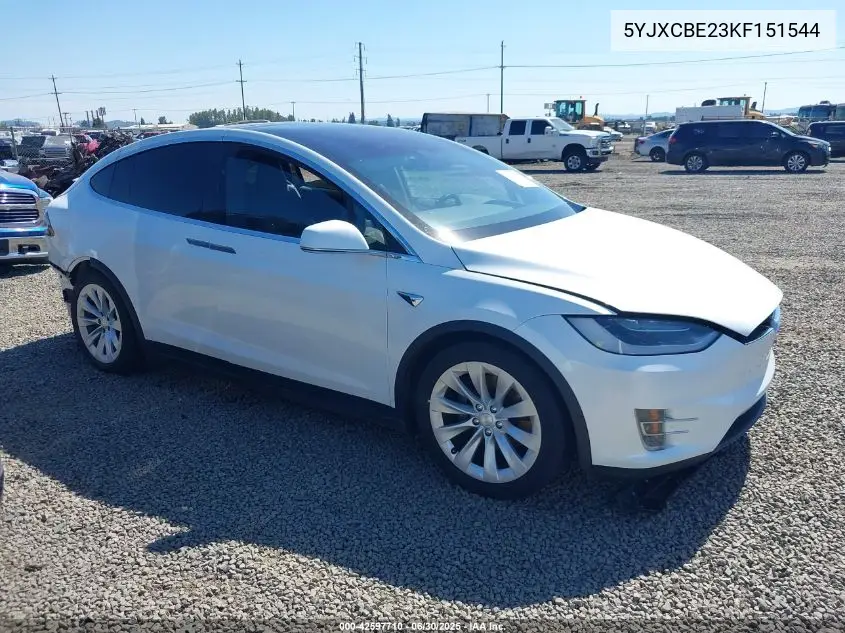 2019 Tesla Model X 100D/75D/Long Range VIN: 5YJXCBE23KF151544 Lot: 42597710