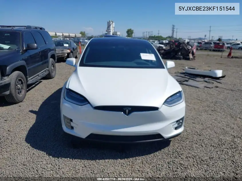2019 Tesla Model X 100D/75D/Long Range VIN: 5YJXCBE23KF151544 Lot: 42597710