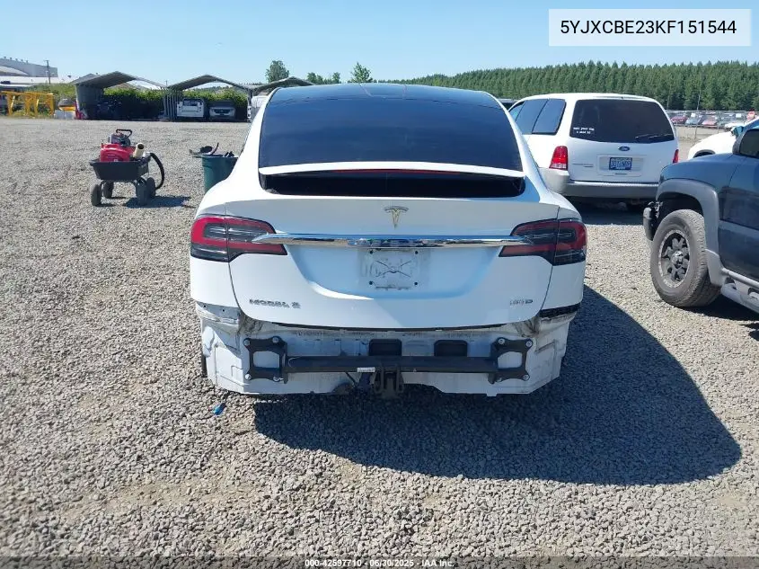 2019 Tesla Model X 100D/75D/Long Range VIN: 5YJXCBE23KF151544 Lot: 42597710