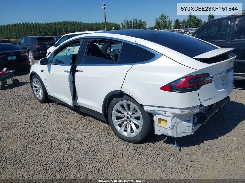 2019 Tesla Model X 100D/75D/Long Range VIN: 5YJXCBE23KF151544 Lot: 42597710