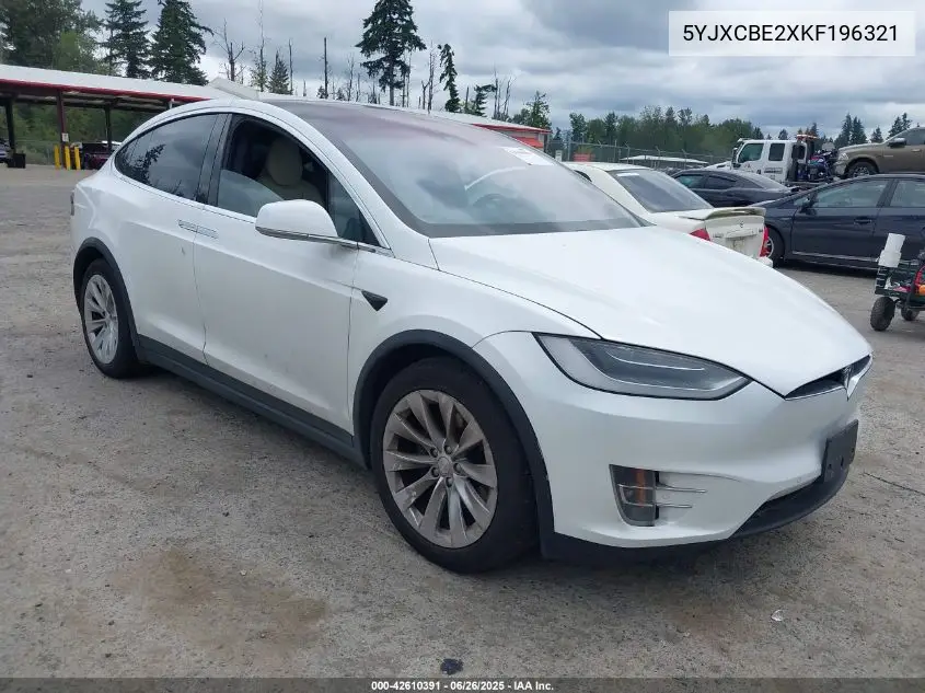 2019 Tesla Model X 100D/75D/Long Range VIN: 5YJXCBE2XKF196321 Lot: 42610391