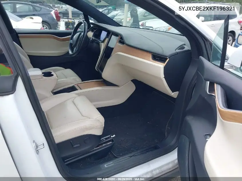 2019 Tesla Model X 100D/75D/Long Range VIN: 5YJXCBE2XKF196321 Lot: 42610391