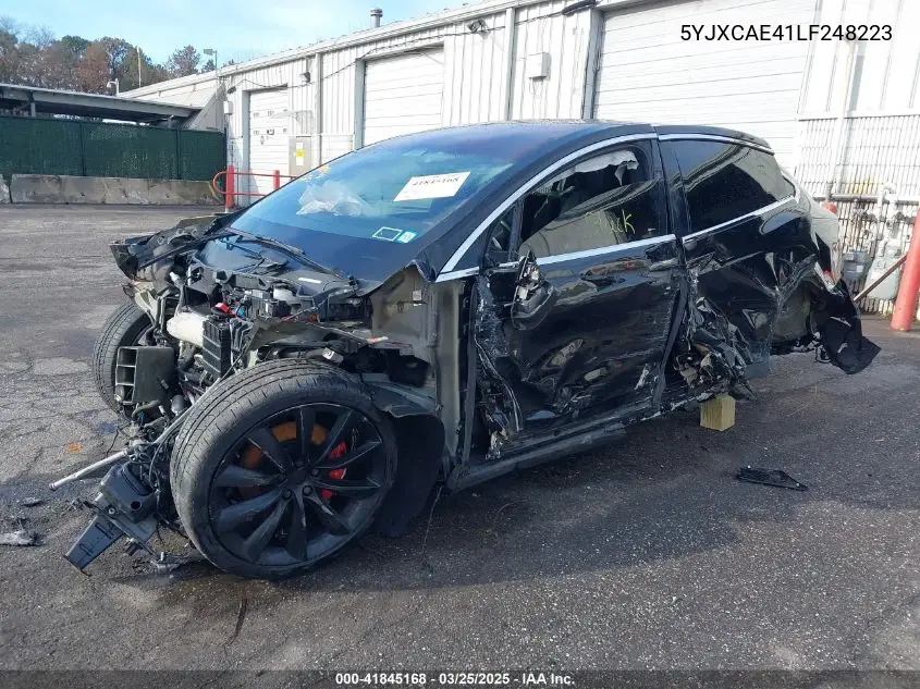 2020 Tesla Model X Performance Dual Motor All-Wheel Drive VIN: 5YJXCAE41LF248223 Lot: 41845168