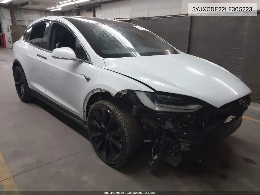 2020 Tesla Model X VIN: 5YJXCDE22LF305223 Lot: 41989862