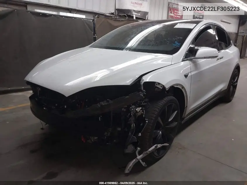 2020 Tesla Model X VIN: 5YJXCDE22LF305223 Lot: 41989862