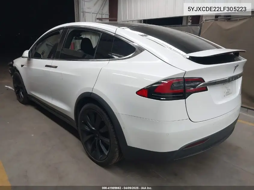 2020 Tesla Model X VIN: 5YJXCDE22LF305223 Lot: 41989862