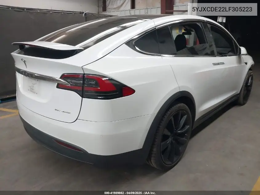 2020 Tesla Model X VIN: 5YJXCDE22LF305223 Lot: 41989862