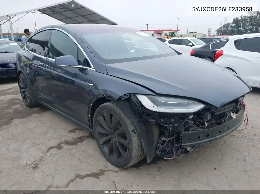 2020 Tesla Model X Long Range Dual Motor All-Wheel Drive/Long Range Plus Dual Motor All-Wheel Drive VIN: 5YJXCDE26LF233958 Lot: 42140727