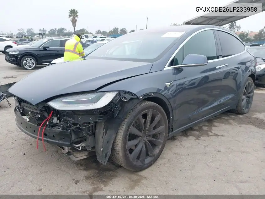 2020 Tesla Model X Long Range Dual Motor All-Wheel Drive/Long Range Plus Dual Motor All-Wheel Drive VIN: 5YJXCDE26LF233958 Lot: 42140727