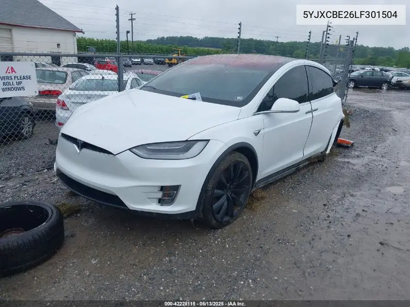 2020 Tesla Model X Long Range Dual Motor All-Wheel Drive/Long Range Plus Dual Motor All-Wheel Drive VIN: 5YJXCBE26LF301504 Lot: 42228115