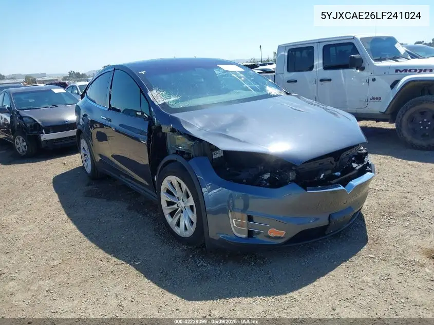 2020 Tesla Model X Long Range Dual Motor All-Wheel Drive/Long Range Plus Dual Motor All-Wheel Drive VIN: 5YJXCAE26LF241024 Lot: 42229399