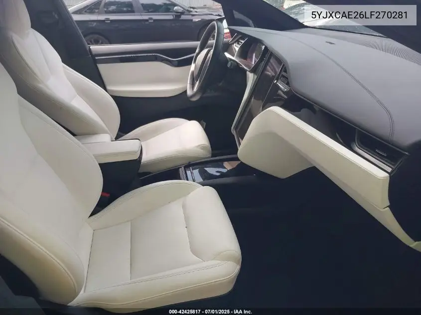 2020 Tesla Model X VIN: 5YJXCAE26LF270281 Lot: 42425817