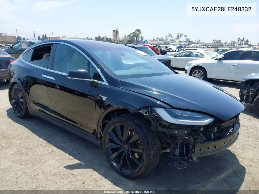 2020 Tesla Model X Long Range Dual Motor All-Wheel Drive/Long Range Plus Dual Motor All-Wheel Drive VIN: 5YJXCAE28LF248332 Lot: 42510609