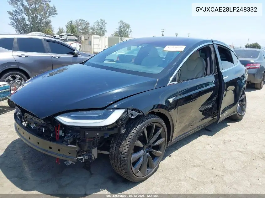 2020 Tesla Model X Long Range Dual Motor All-Wheel Drive/Long Range Plus Dual Motor All-Wheel Drive VIN: 5YJXCAE28LF248332 Lot: 42510609