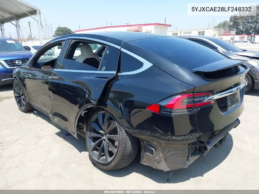 2020 Tesla Model X Long Range Dual Motor All-Wheel Drive/Long Range Plus Dual Motor All-Wheel Drive VIN: 5YJXCAE28LF248332 Lot: 42510609
