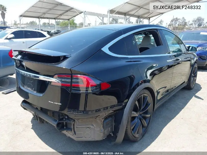 2020 Tesla Model X Long Range Dual Motor All-Wheel Drive/Long Range Plus Dual Motor All-Wheel Drive VIN: 5YJXCAE28LF248332 Lot: 42510609