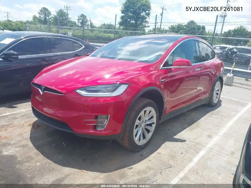 2020 Tesla Model X Long Range Dual Motor All-Wheel Drive/Long Range Plus Dual Motor All-Wheel Drive VIN: 5YJXCBE20LF261081 Lot: 42552644