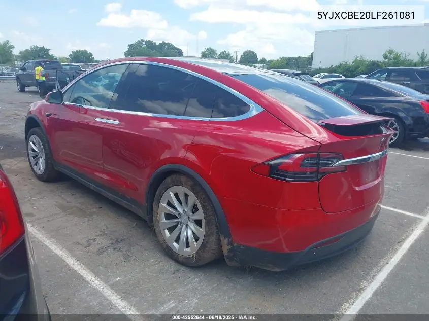 2020 Tesla Model X Long Range Dual Motor All-Wheel Drive/Long Range Plus Dual Motor All-Wheel Drive VIN: 5YJXCBE20LF261081 Lot: 42552644