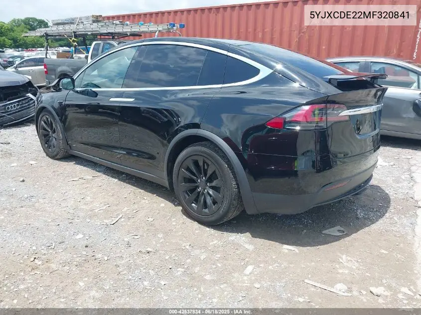 2021 Tesla Model X Long Range Dual Motor All-Wheel Drive/Long Range Plus Dual Motor All-Wheel Drive VIN: 5YJXCDE22MF320841 Lot: 42537834