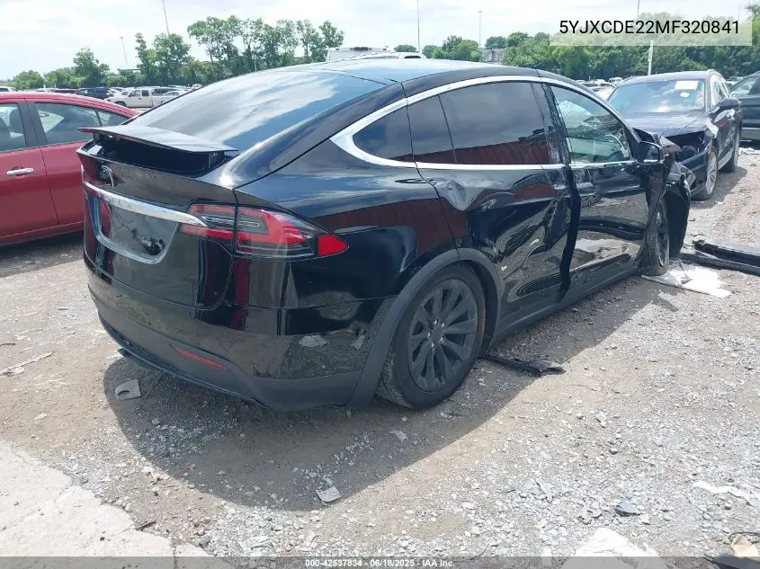 2021 Tesla Model X Long Range Dual Motor All-Wheel Drive/Long Range Plus Dual Motor All-Wheel Drive VIN: 5YJXCDE22MF320841 Lot: 42537834
