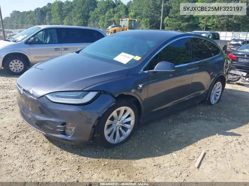2021 Tesla Model X Long Range Dual Motor All-Wheel Drive/Long Range Plus Dual Motor All-Wheel Drive VIN: 5YJXCBE25MF322197 Lot: 42549781