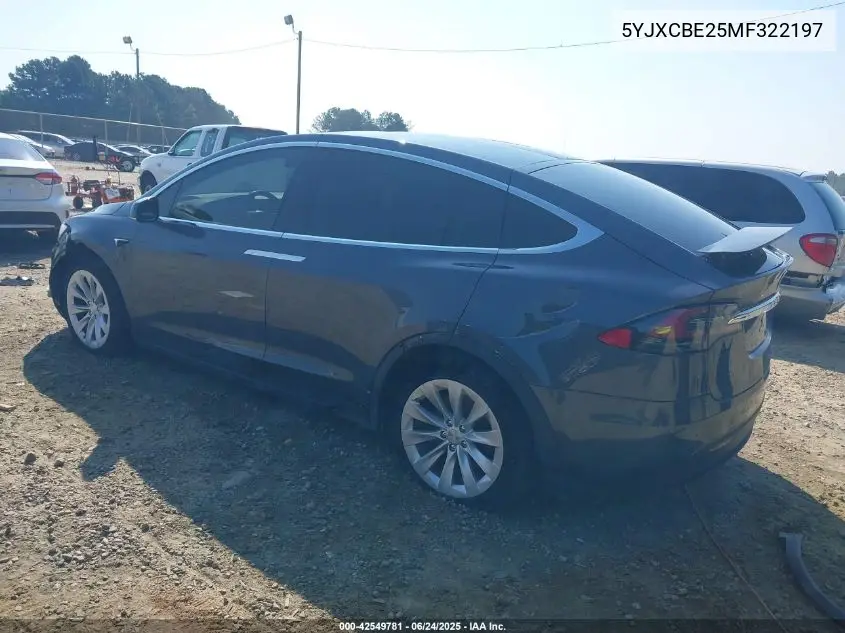 2021 Tesla Model X Long Range Dual Motor All-Wheel Drive/Long Range Plus Dual Motor All-Wheel Drive VIN: 5YJXCBE25MF322197 Lot: 42549781